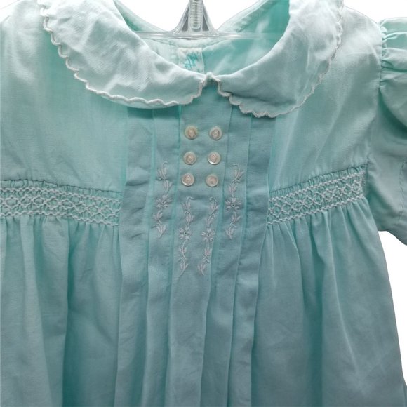Vintage Baby Toddler Doll Child Pageant Green Dress Tiny Tots Smocked Buttons Bo - Picture 5 of 10